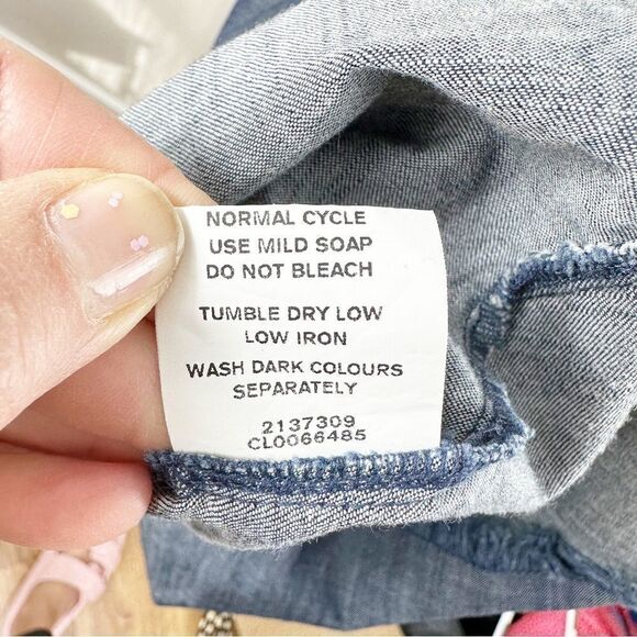 ZAPPELLE CUSTOM Medium Wash Denim Blue Cap Sleeved Pleated Trapeze Dress Sz XL - Picture 10 of 14